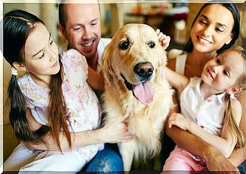 Family with a dog