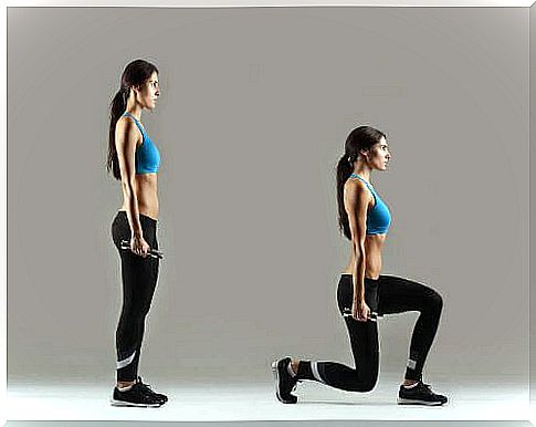 Lunges with dumbbells