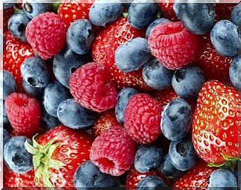 Strawberries, blueberries and raspberries