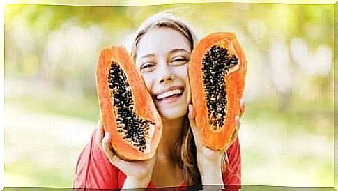 papaya smiling woman