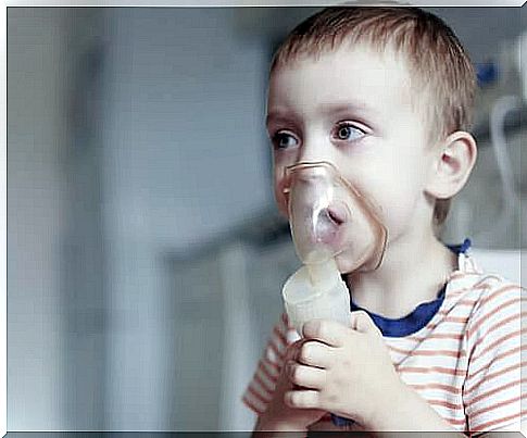 Boy with inhalation